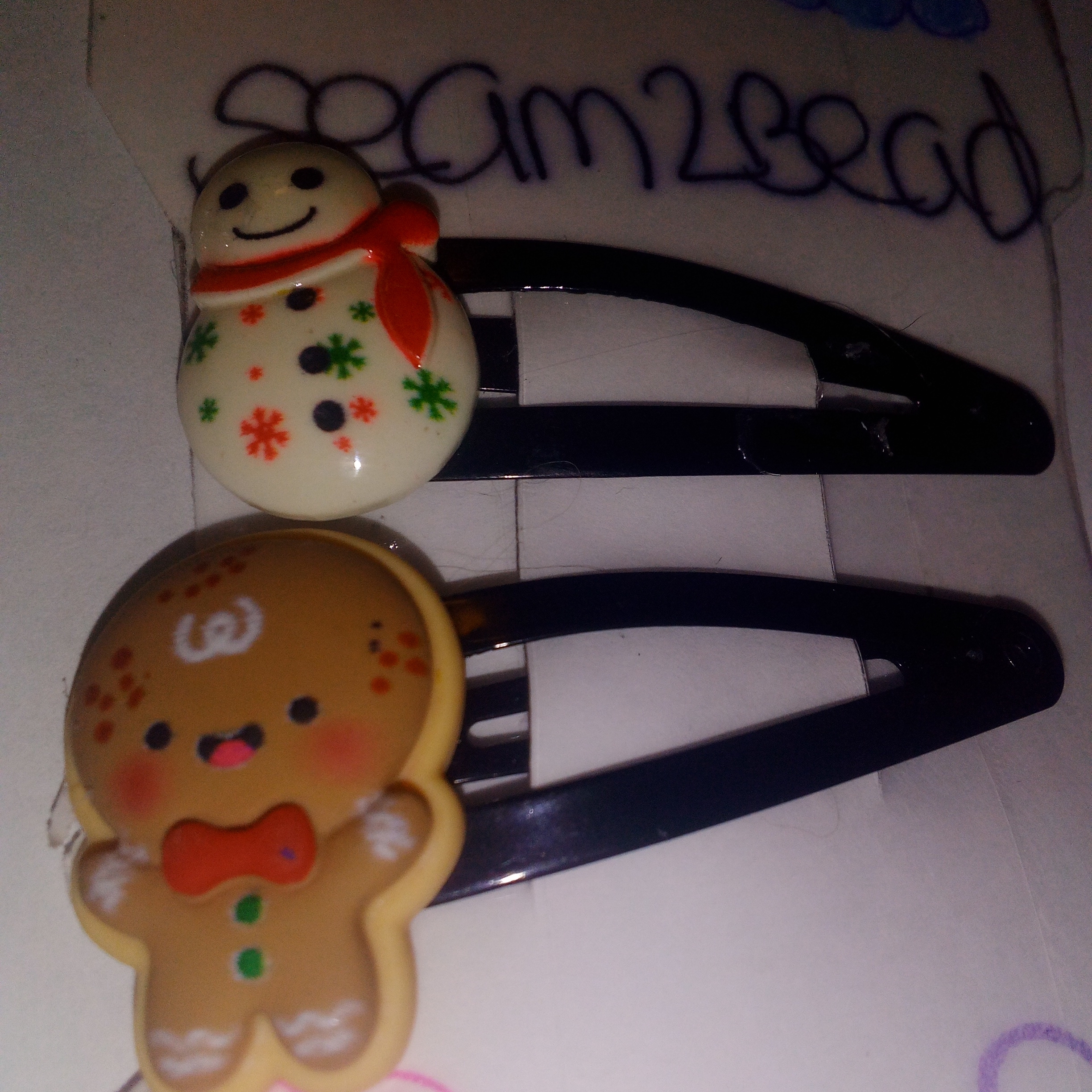 Festive Hair Clips With Snowman And Gingerbread